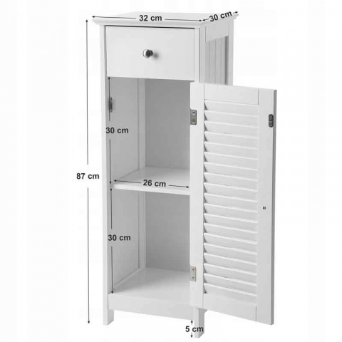 Dulap baie, LUCMI,  MDF, 1 raft, 1 usa, 1 sertar, alb MAT, 32x30x87cm [3]