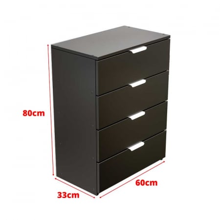Dulap depozitat incaltaminte, pantofar, PAL 18mm, 4 sertare, Negru, 60x33x80 cm [5]