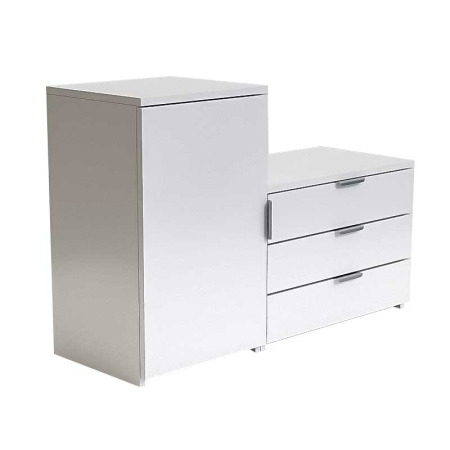 Dulap depozitat incaltaminte, pantofar, PAL18mm, Alb Mat, cant abs, 3 sertare, 2 rafturi, alb, 98.4x360x68/43 cm