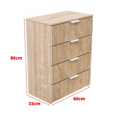 Dulap depozitat incaltaminte, pantofar, PAL laminat 18mm, 4 sertare, stejar natur, 60x33x80 cm [1]