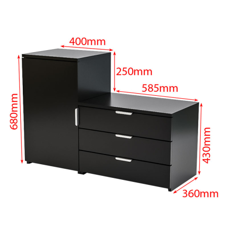 Dulap depozitat incaltaminte, pantofar, PAL18mm, Negru Mat, cant abs, 3 sertare, 2 rafturi, alb, 98.4x360x68/43 cm [7]