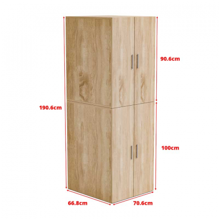 Dulap Masca masina de spalat si uscator haine, Lucmi, PAL 18 mm, 1 raft, 4 usi, Stejar Natur, 70.6 x 66.8 x 190.6 cm [9]