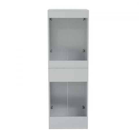 Dulap Masca masina de spalat si uscator haine, Lucmi, PAL 18 mm, 1 raft, 4 usi, Alb mat, 70.6 x 66.8 x 190.6 cm [4]