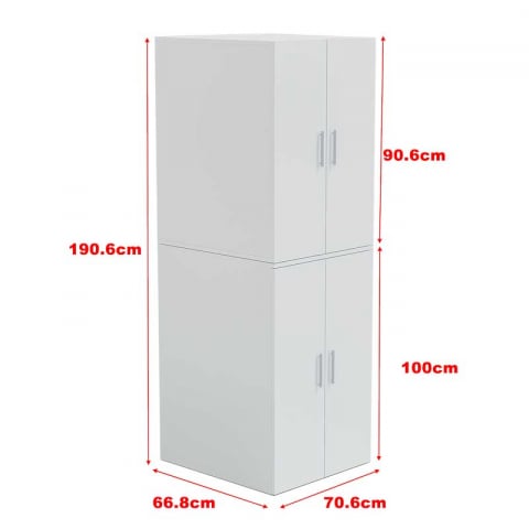 Dulap Masca masina de spalat si uscator haine, Lucmi, PAL 18 mm, 1 raft, 4 usi, Alb mat, 70.6 x 66.8 x 190.6 cm [5]