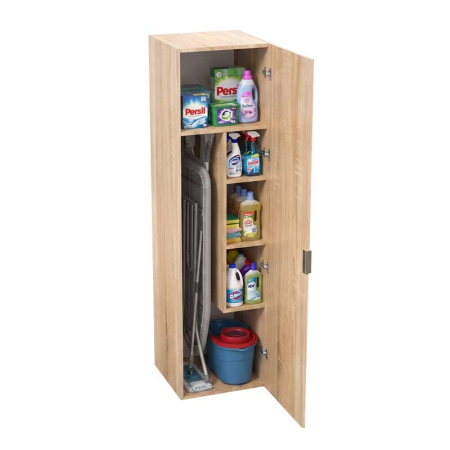 Baie - Dulap pentru masă de călcat și produse de curățenie Lucmi, PAL 18 mm, Stejar Natur, 50 x 50 x 189 (H) cm