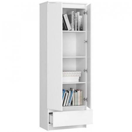 Dulap, placa laminata, 1 sertar, 4 rafturi, 2 usi, alb, 60x35x180 cm [4]