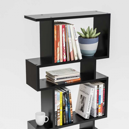 Etajera , Biblioteca, Lucmi, PAL melaminat 18mm, Negru Mat, 7 rafturi , 60x20x181(h) cm [7]