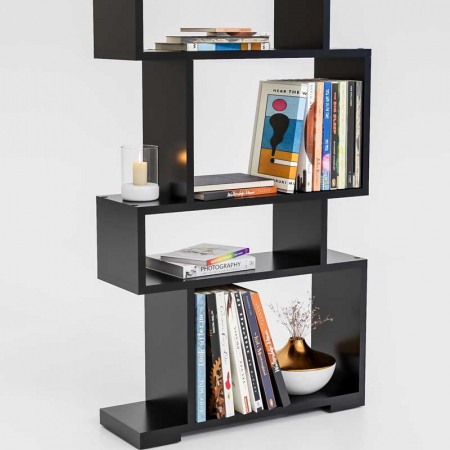 Etajera , Biblioteca, Lucmi, PAL melaminat 18mm, Negru Mat, 7 rafturi , 60x20x181(h) cm [6]