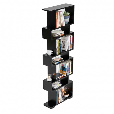 Etajera , Biblioteca, Lucmi, PAL melaminat 18mm, Negru Mat, 7 rafturi , 60x20x181(h) cm [5]