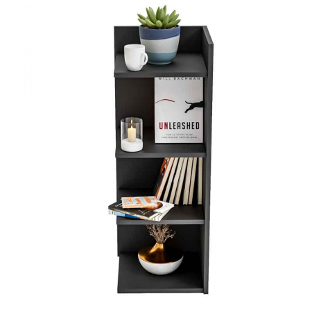 Etajera colt, Lucmi, PAL melaminat 18mm, Negru mat, 4 rafturi , 35x35x100(h) cm [2]