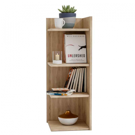 Etajera colt, Lucmi, PAL melaminat 18mm,  stejar natur , 4 rafturi , 35x35x100(h) cm [4]