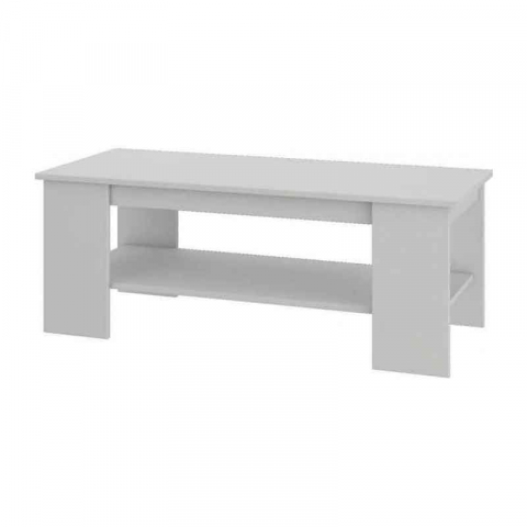 Masa de cafea, Pal laminat, 1 raft, alb, 120x50x45 cm [2]