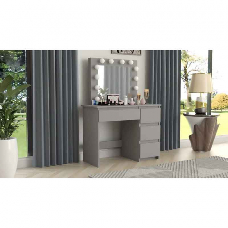 Masa de toaleta/machiaj, gri, cu oglinda si LED-uri, LUCMI,  94x43x141 cm [1]