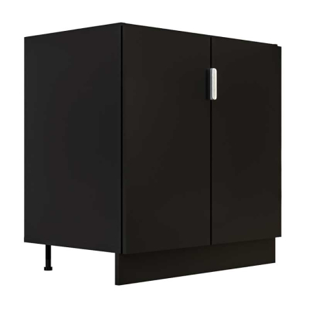 Corpuri Modulare Bucatarie - Masca chiuveta Bucatarie, Pal 18mm, Negru mat, Cant ABS 2mm, 2 Usi