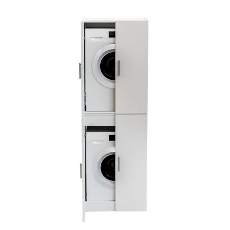 Dulap Masca masina de spalat si uscator haine, Lucmi, PAL 18 mm, 1 raft, 4 usi, Alb mat, 70.6 x 66.8 x 190.6 cm