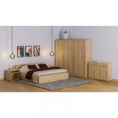 Pat LUCMI 180 x 200 , PAL 18mm Melaminat EGGER STEJAR, Suport pentru saltea inclus [7]