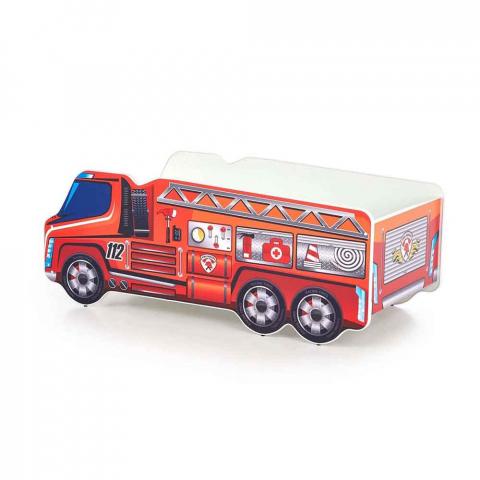Pat masina tineret Fire Truck, somiera si saltea incluse, 70X140 cm [2]