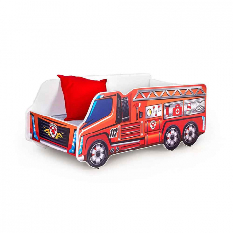 Pat masina tineret Fire Truck, somiera si saltea incluse, 70X140 cm [1]
