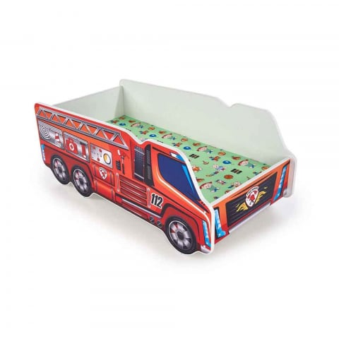 Pat masina tineret Fire Truck, somiera si saltea incluse, 70X140 cm [4]
