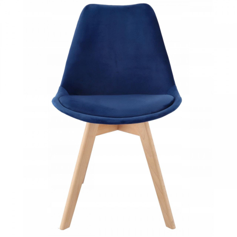 Scaun bucatarie/living, lemn, catifea, albastru, 49x60x82 cm, LUCMI [3]