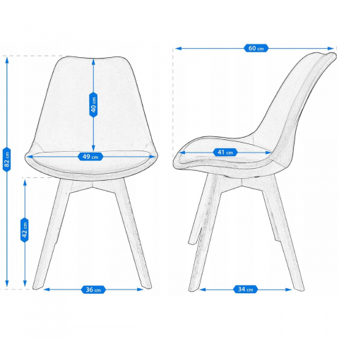 Scaun bucatarie/living, lemn, catifea, albastru, 49x60x82 cm, LUCMI [7]