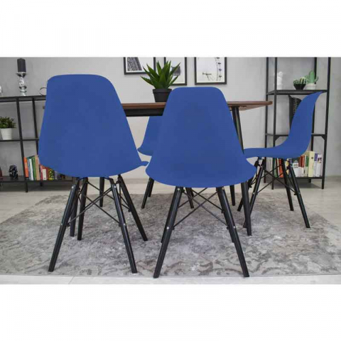 Scaun stil scandinav, Lucmi, Osaka, PP, lemn, albastru si negru, 46x54x81 cm [7]