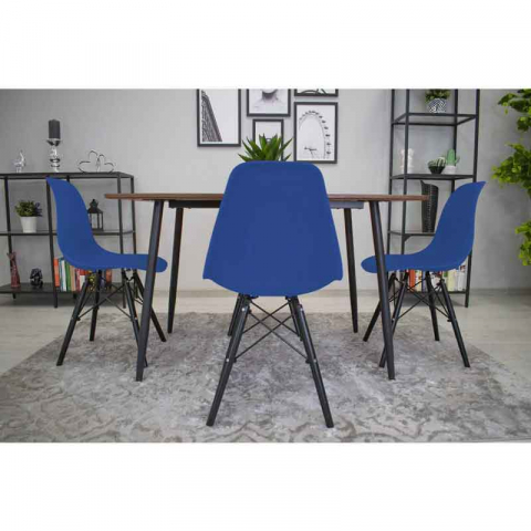 Scaun stil scandinav, Lucmi, Osaka, PP, lemn, albastru si negru, 46x54x81 cm [10]