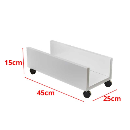 Suport Mobil pentru unitate calculator, Lucmi, Pal 18mm, Alb Mat, Cant ABS 2mm, 4 roti cu frana, 25 x 45 x 15(h)cm [5]
