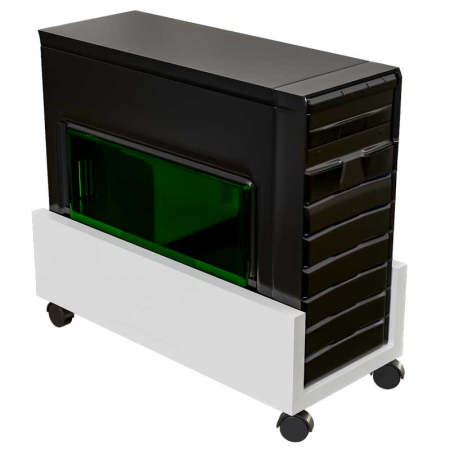 Suport PC - Suport Mobil pentru unitate calculator, Lucmi, Pal 18mm, Alb Mat, Cant ABS 2mm, 4 roti cu frana, 25 x 45 x 15(h)cm