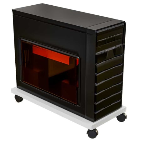 Suport PC - Suport Mobil pentru unitate calculator, Lucmi, Pal 18mm, Alb Mat, Cant ABS 2mm, 4 roti cu frana, 25 x 45 x 5.3(h)cm