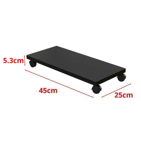 Suport Mobil pentru unitate calculator, Lucmi, Pal 18mm, Negru Mat, Cant ABS 2mm, 4 roti cu frana, 25 x 45 x 5.3(h)cm [5]