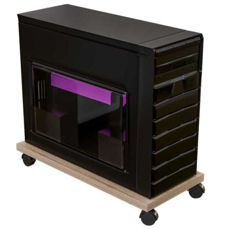 Suport PC - Suport Mobil pentru unitate calculator, Lucmi, Pal 18mm, Stejar Natur, Cant ABS 2mm, 4 roti cu frana, 25 x 45 x 5.3(h)cm