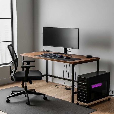 Suport Mobil pentru unitate calculator, Lucmi, Pal 18mm, Stejar Natur, Cant ABS 2mm, 4 roti cu frana, 25 x 45 x 5.3(h)cm [1]