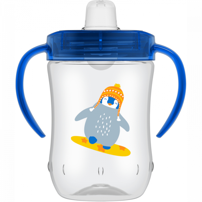Canita cu cioc moale si manere, 270 ml, 9 luni+, albastra Pinguin [2]