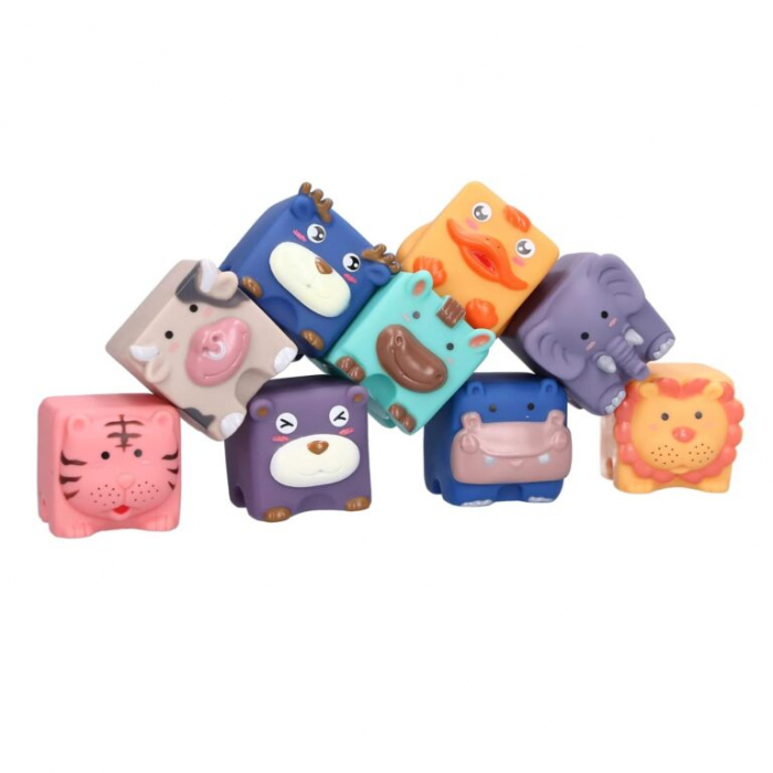 Set 12 Cuburi moi cu animale pentru bebe Soft Blocks [2]