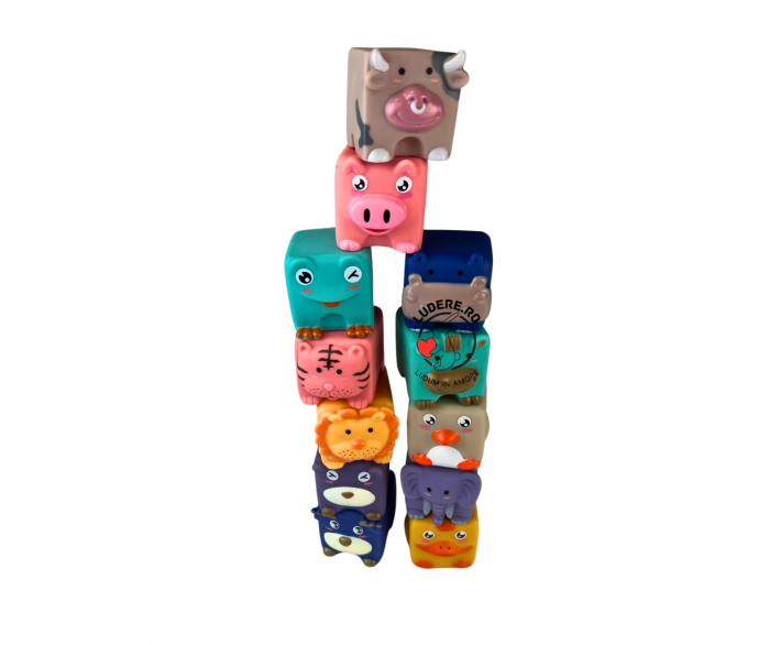 Set 12 Cuburi moi cu animale pentru bebe Soft Blocks [10]