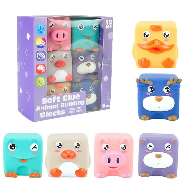 Set 6 Cuburi moi pentru bebelusi cu animale Soft Blocks [2]