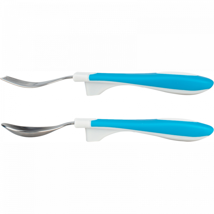 Set lingura si furculita Soft-Grip,albastru 12 luni+ [2]