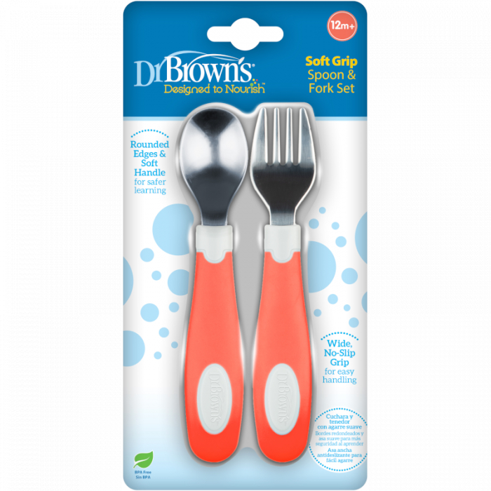Set lingura si furculita Soft-Grip,rosu 12 luni+ [3]