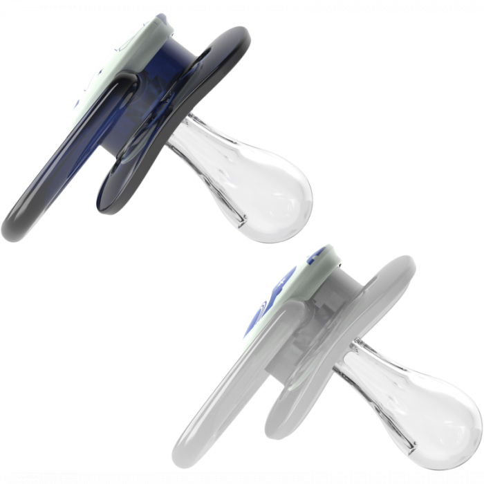 Suzeta silicon "Advantage" cu capac, nivel 1 (0-6 luni),culori fosforescente ptr.baieti (2 pack) [1]