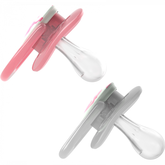 Suzeta silicon "Advantage" cu capac, nivel 1 (0-6 luni),culori fosforescente ptr.fetite (2 pack) [1]