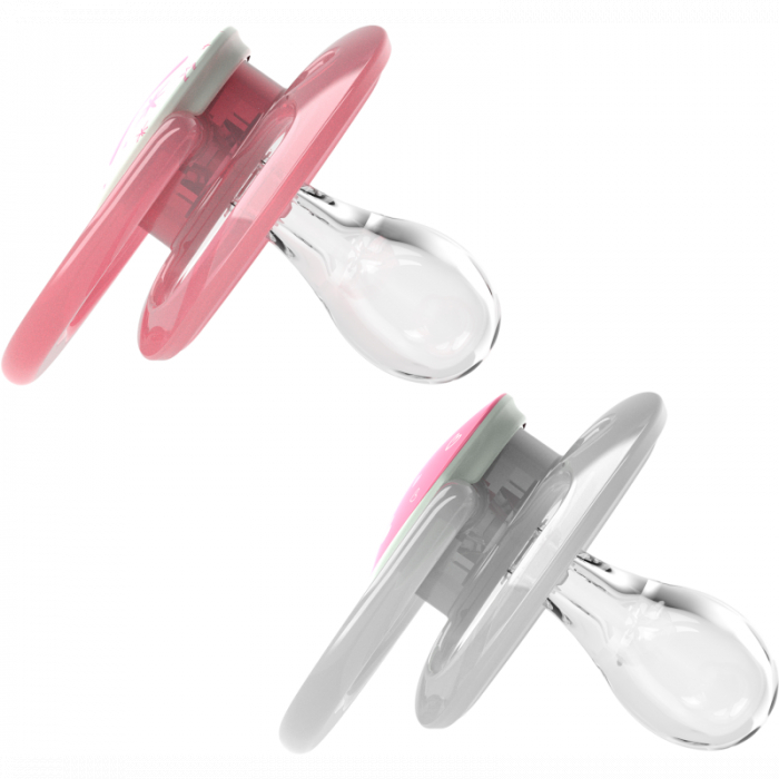 Suzeta silicon "Advantage" cu capac, nivel 2 (6-18 luni),culori fosforescente ptr.fetite (2 pack) [1]