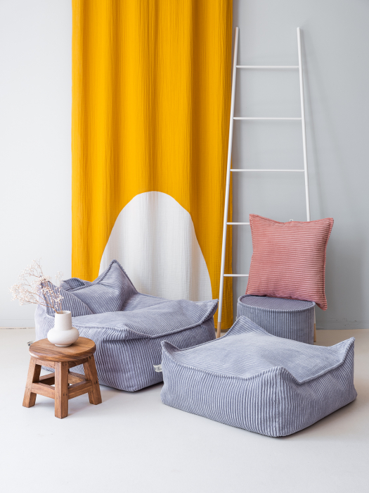 Taburet Beanbag Square Ottoman Blueberry Blue [3]