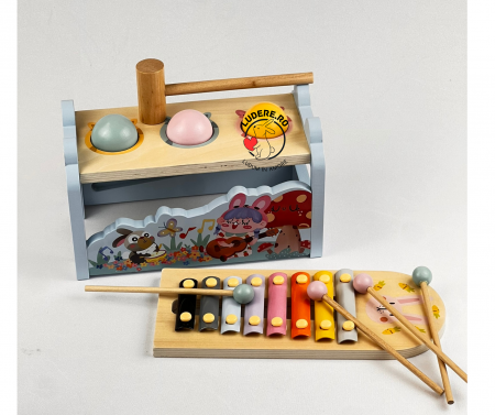 Jucarii de Lemn - Cutia permanentei joc de lemn cu xilofon montessori