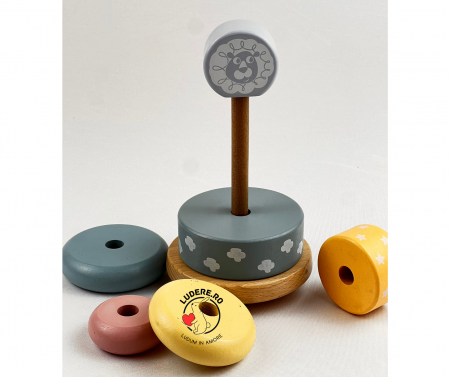 Turn de lemn joc de stivuire culori pastel jucarie montessori [2]