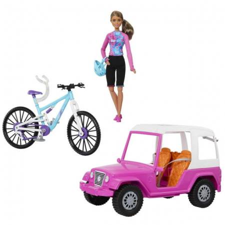 Barbie - Barbie cu SUV si mountainbike