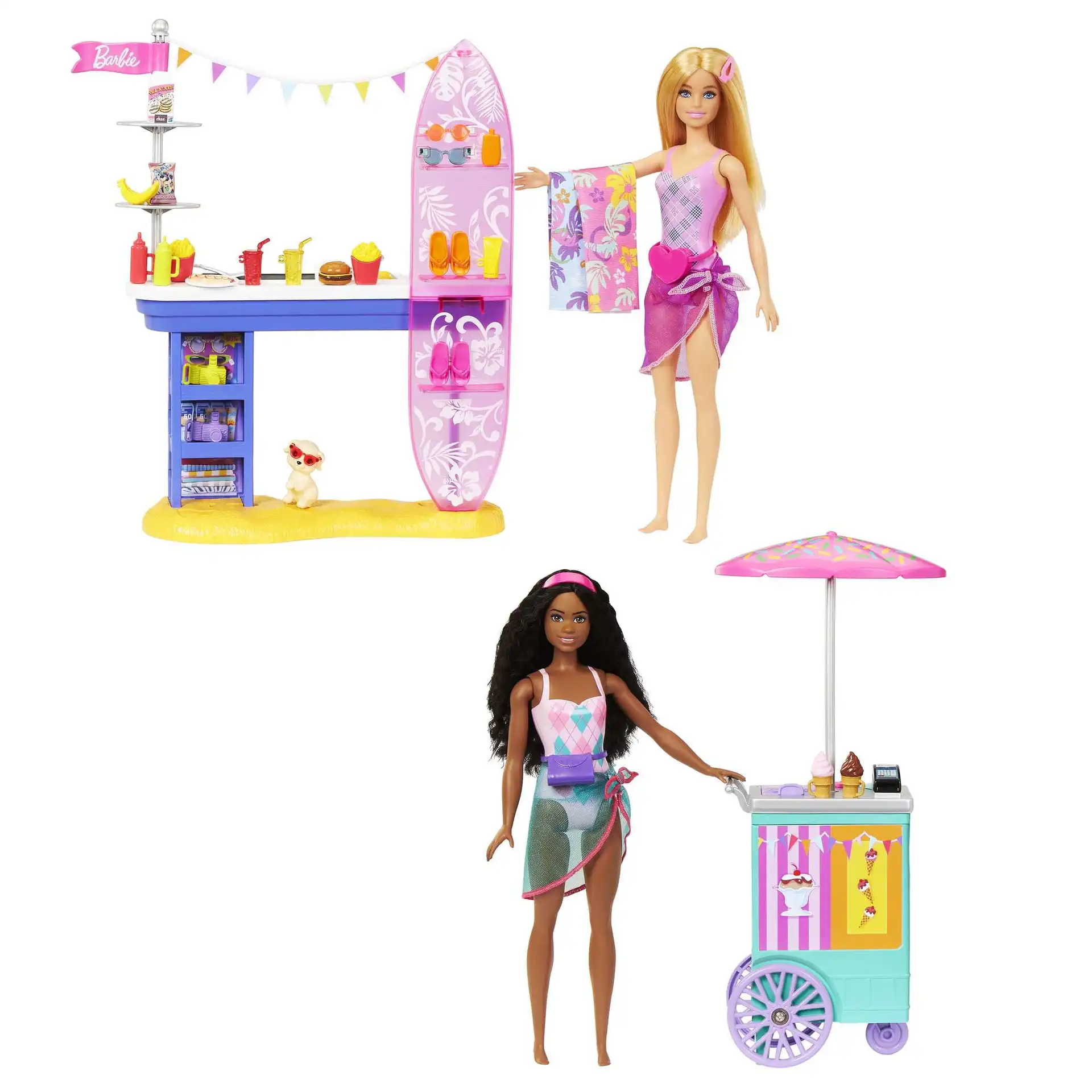 Barbie - Barbie pe faleza set 2 papusi Brooklin si Malibu pe plaja plus sccesorii 30 piese