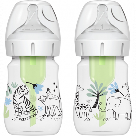 Bebelusi - BIBERON ANTI-COLICI CU GAT LARG PP,150 ML. "OPTIONS PLUS" DESIGN BAIETI (BPA FREE) (2 PACK)