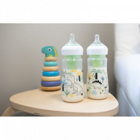 Biberon Anti-Colici cu Gat Larg PP,270 ml. "Options Plus" design baieti (BPA free) (2 pack) [2]