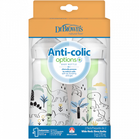 Biberon Anti-Colici cu Gat Larg PP,270 ml. "Options Plus" design baieti (BPA free) (2 pack) [1]